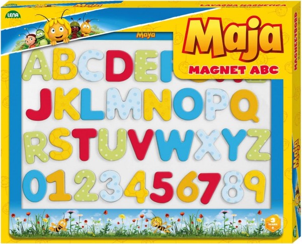 Magnettafel Biene Maja 36 Elemente / Buchstaben und Zahlen,