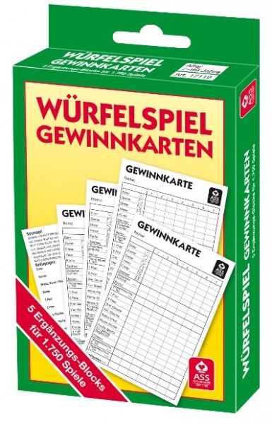 Würfelspiel Gewinnkarten (Yatzi)