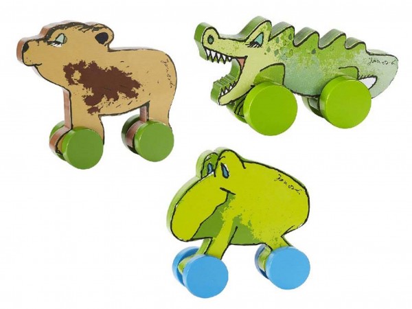 Janosch Nachziehtiere, Holz / sortiert / ca.13 cm