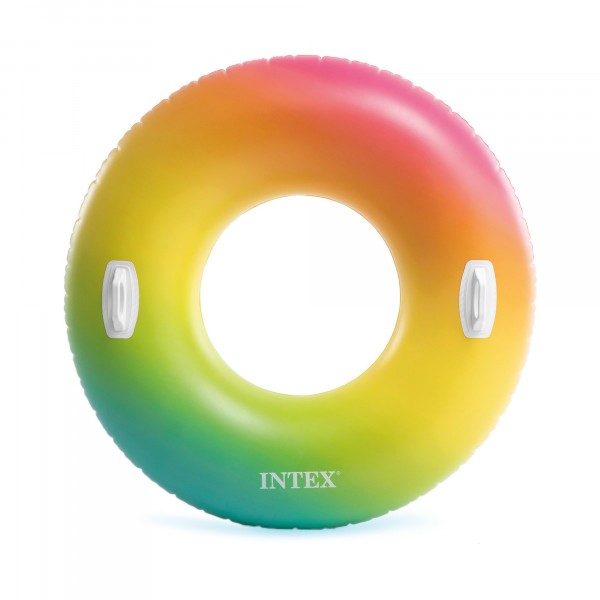 Schwimmring Rainbow Ombre Tube / 122 cm, 2 Haltegriffe