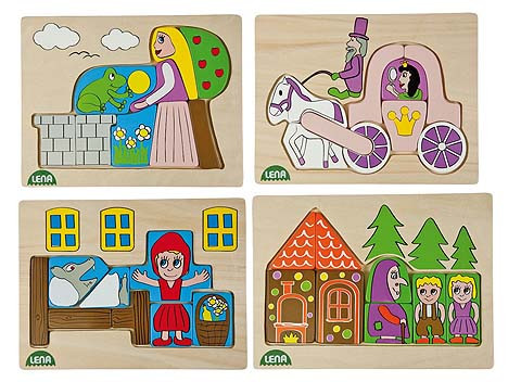 Holzpuzzle Märchen / 4-fach sortiert / 8-9 Teile