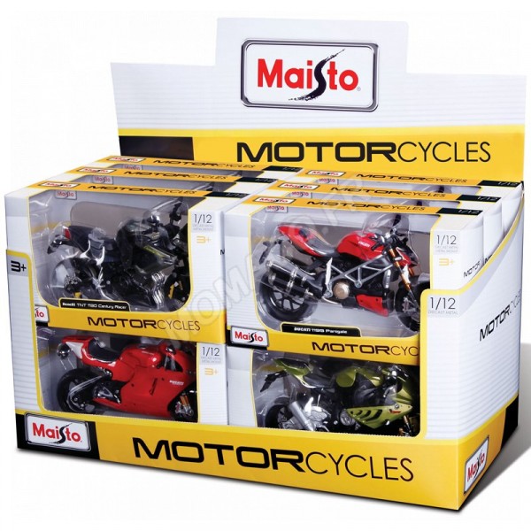 MAISTO Motorrad sortiert / i. Display / Maßstab 1:12