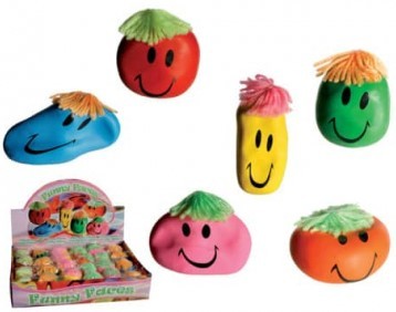 Antistress-Ball, Funny Face / ca 8 cm, 6 Farben / Display