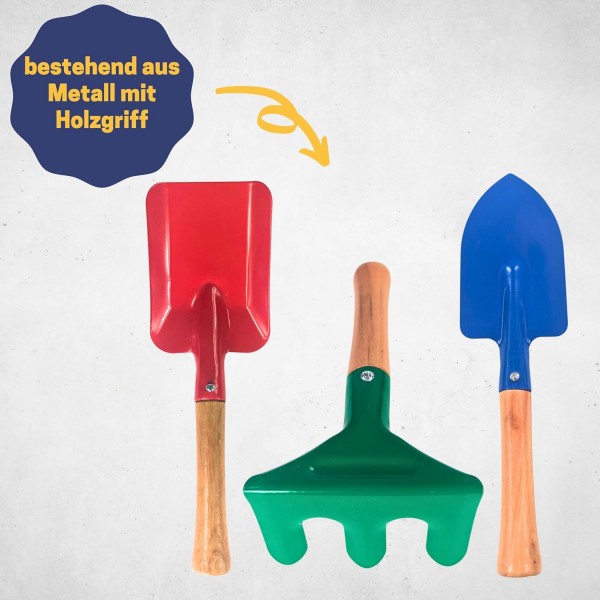 Kinder Gartengeräte-Set, Metall, / Schaufel /Spaten 21cm, Ha