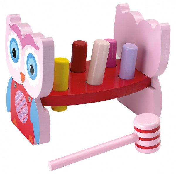 Eulen-Klopfbank aus Holz