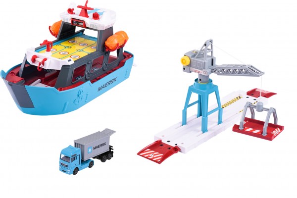 MAJORETTE Logistic Freight Ship / Schiff mit Verladekran und