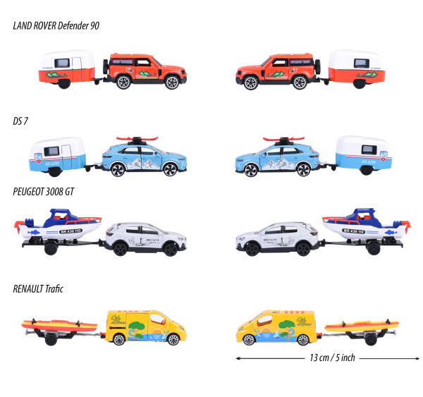 MAJORETTE Fahrzeug mit Anhänger / 13 cm / 4-fach sortiert