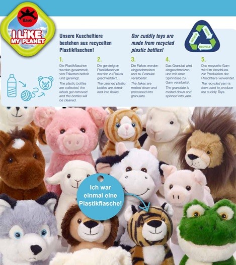 Plüsch-Schwein, 15 cm - Eco Line / hergestellt aus recycelte