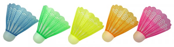 Nylon Federbälle, 10 Stück / farbig / Kunststoffkopf