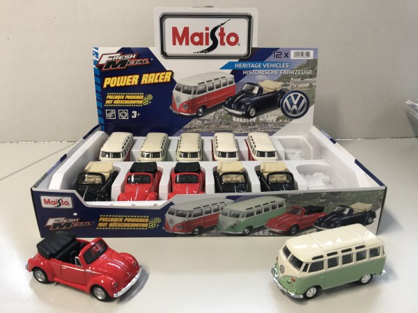 Modellauto VW Cabrio / Bus T1 / mit Rückzugmotor im Display