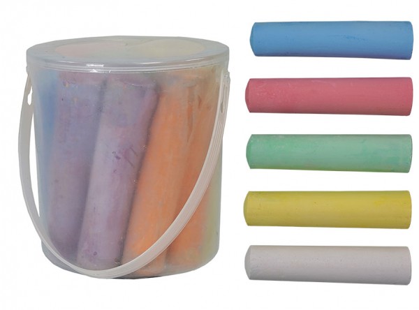 Strassenkreide, 5 Farben / 20 St. im Eimer