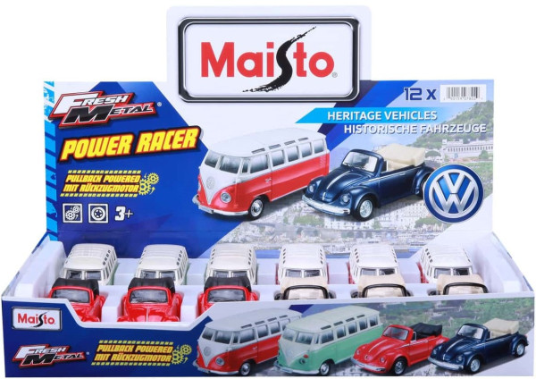 Modellauto VW Cabrio / Bus T1 / mit Rückzugmotor im Display