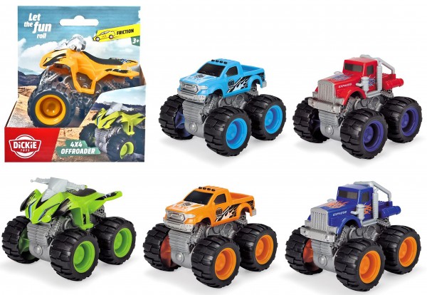 4 x 4 Offroader 9,5 cm / Friktion, Allrad, 6-f. sort.