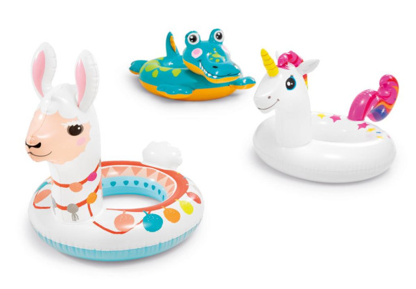 Wasserspielring m. Tierkopf, Einhorn, Lama, Alligator