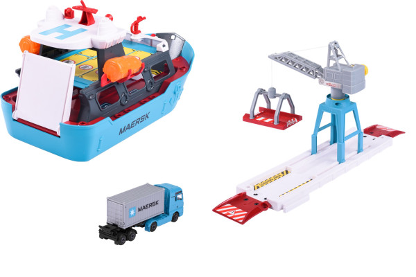 MAJORETTE Logistic Freight Ship / Schiff mit Verladekran und