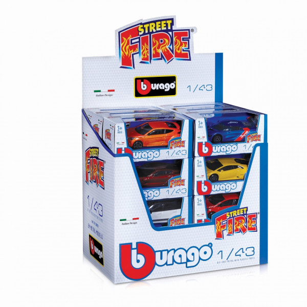 Bburago Street Fire, Modellautos / 1:43, sortiert im Display