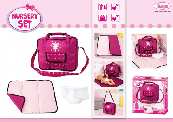 Pflegetasche Bordeaux / Wickeltasche mit Inhalt