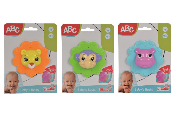 ABC Tier-Rassel, Rasselball / mit Zahnhilfe, 3-f. sortiert
