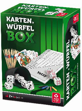 Karten & Würfelbox / Spieleset zum Würfeln + Knobeln
